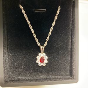 Lab Created Diamond and Ruby Necklace